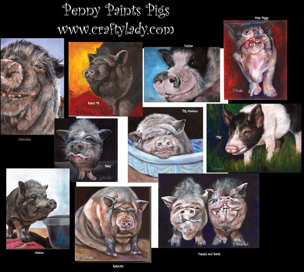Pig Paintings by Penny Lee StewArty 